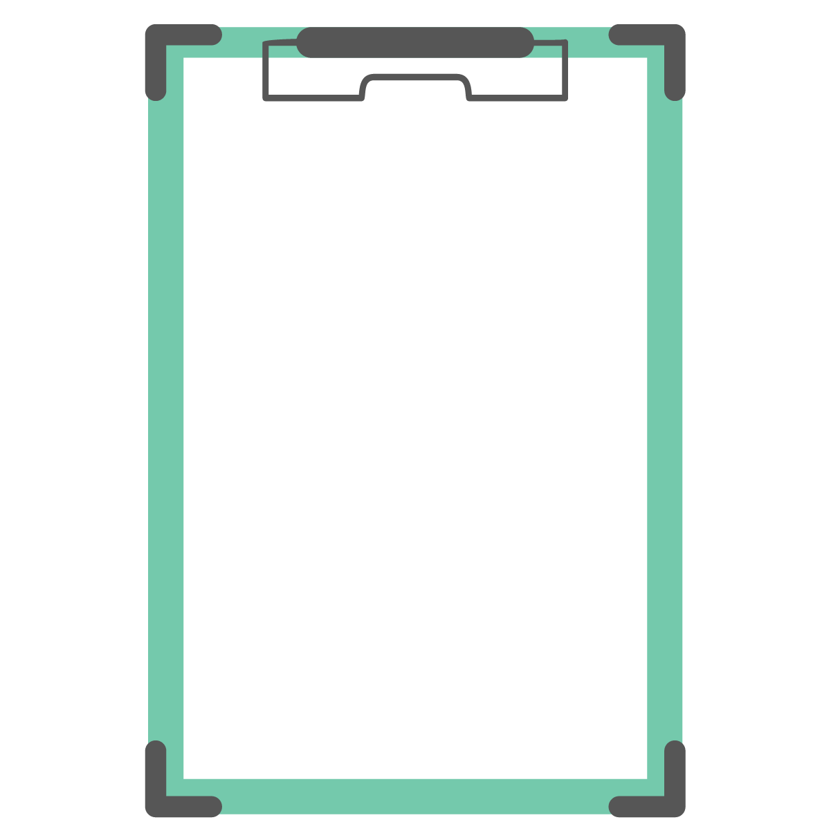 ミントグリーン色のクリップボード（バインダー）のアイコンイラスト。