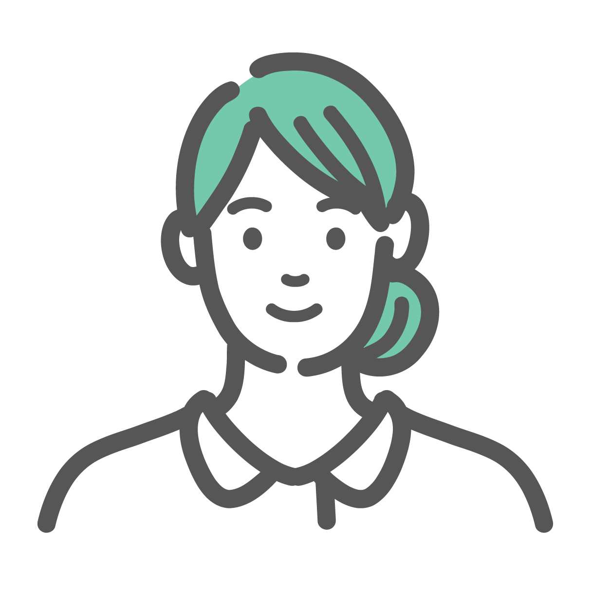 笑顔で正面を向いた女性看護師のアイコン（白衣）