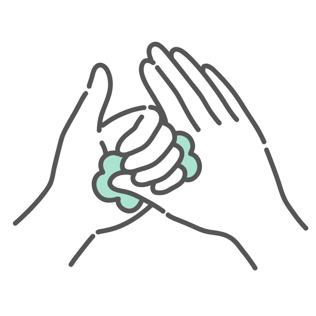 片方の手のひらで反対側の親指と付け根をしっかりと包み込み、回すように丁寧に洗っている手洗いの動作イラスト。