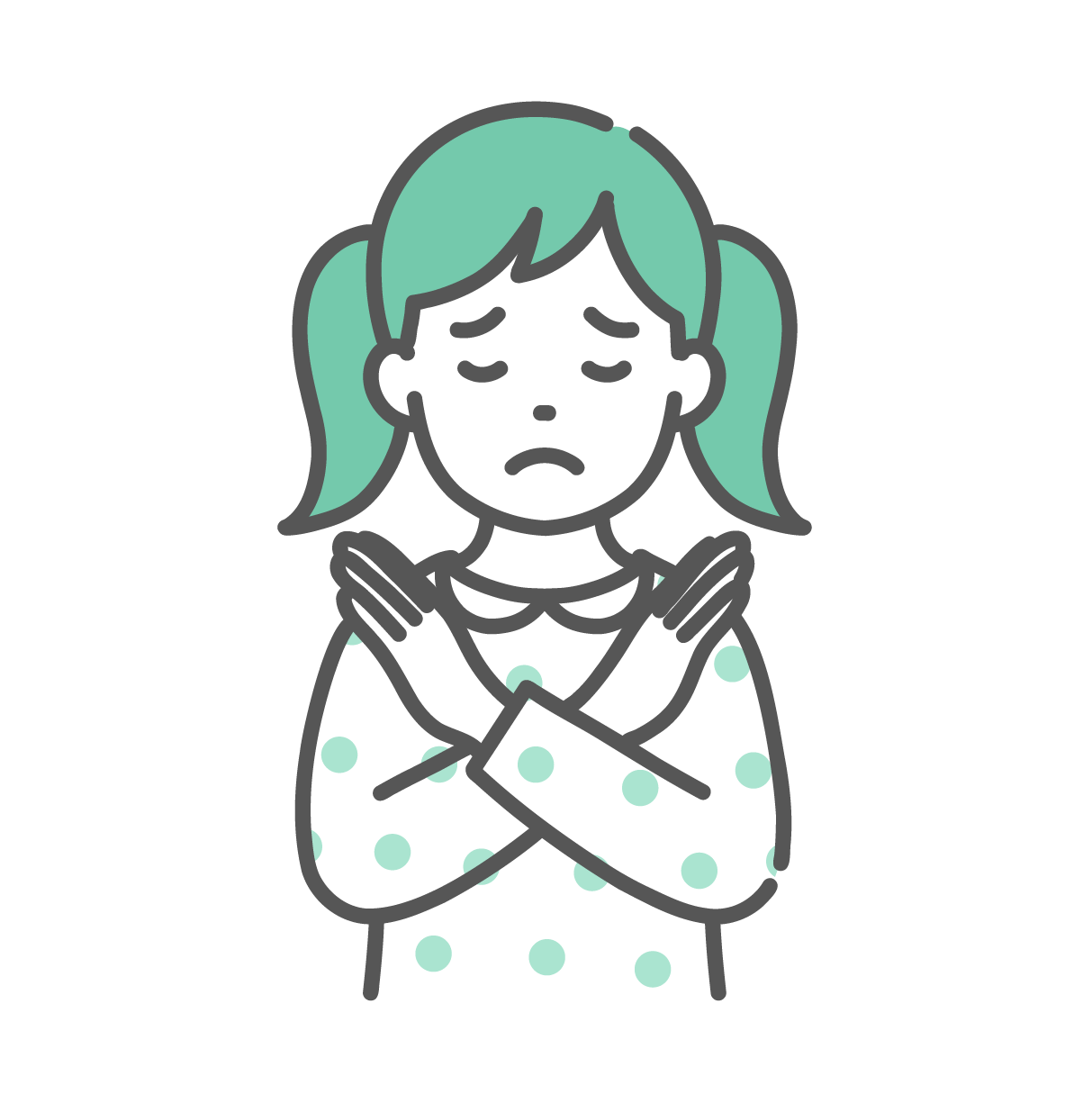胸の前で腕をクロスさせてNGサインを出している女の子のイラスト