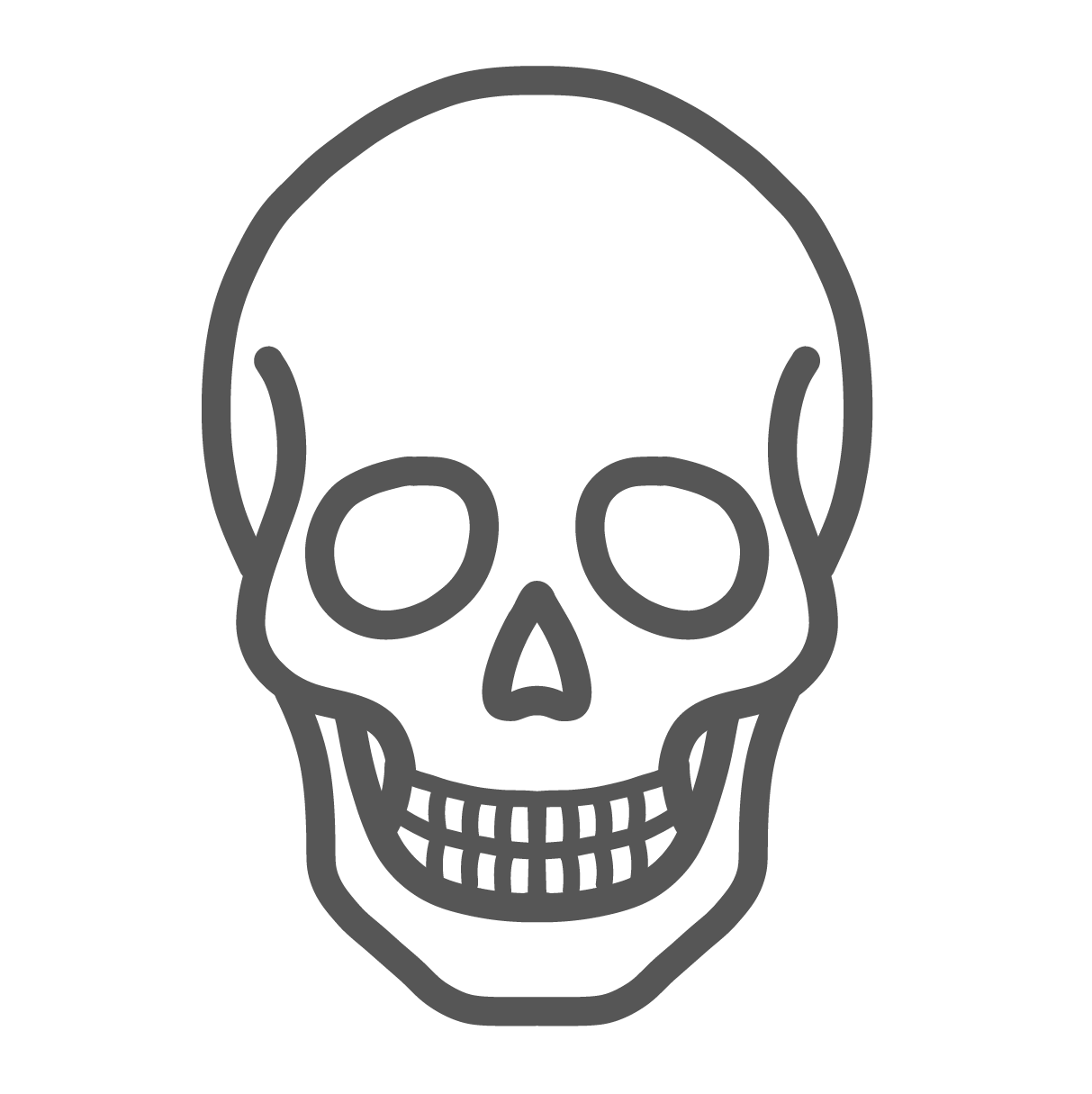 正面から見たシンプルな頭蓋骨の線画イラスト