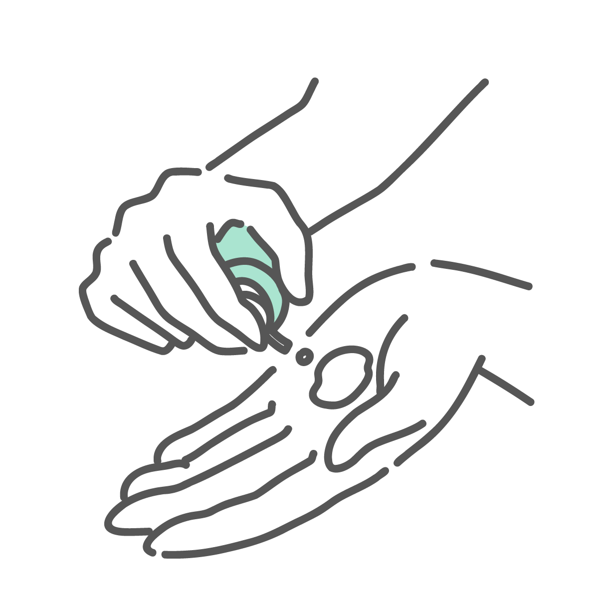 ボトルから手のひらにマッサージオイルやローションを出している手元のイラスト