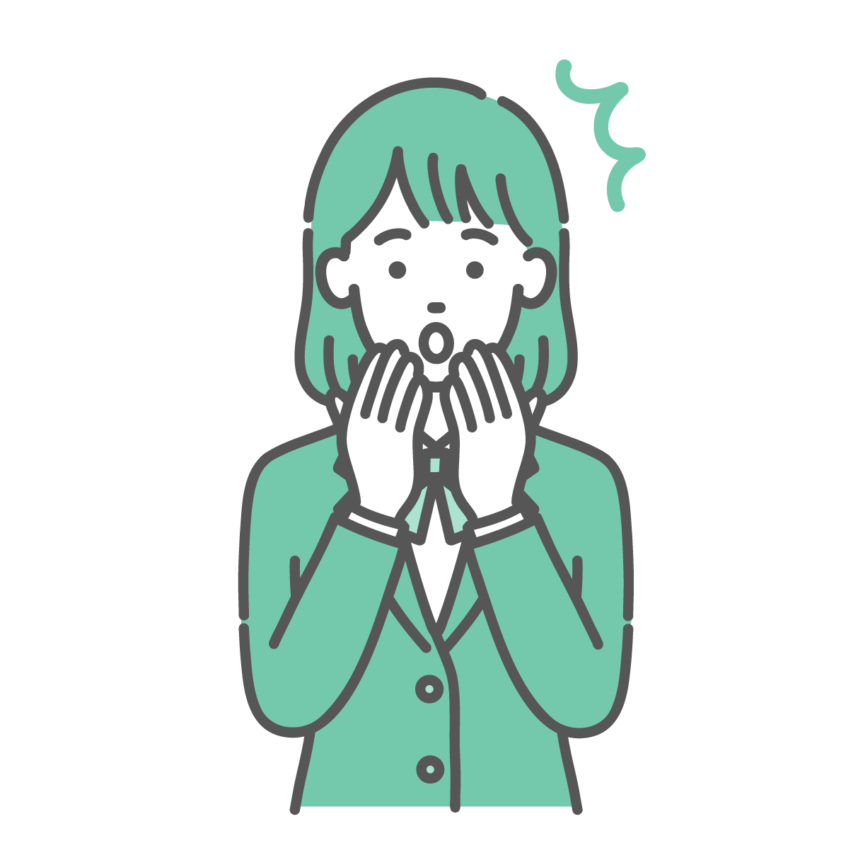 両手を口に当ててショックを受けている制服姿のティーン女性（女子中高生）のイラスト