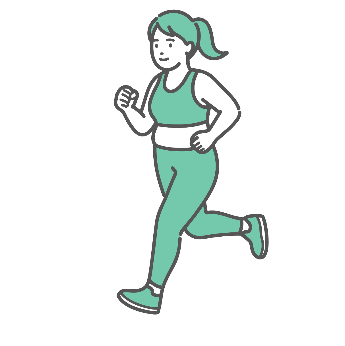 ダイエットのために笑顔でランニングをするぽっちゃり体型の女性