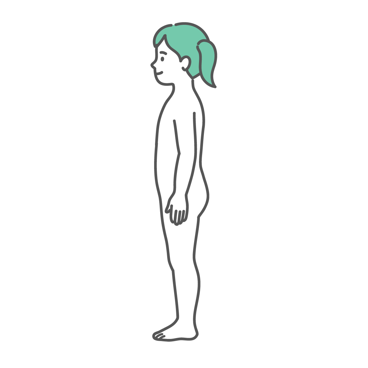 横から見た女の子（子供）の人体図・全身モデルのイラスト（側面）