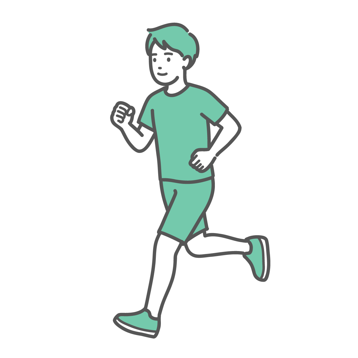 ランニング（ジョギング）をして笑顔で走る男性のイラスト