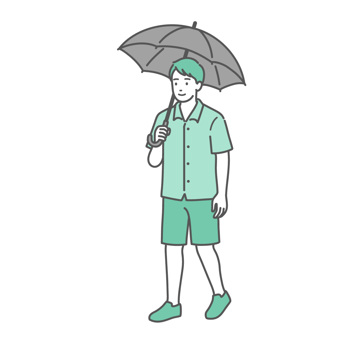 日傘をさして歩いている男性
