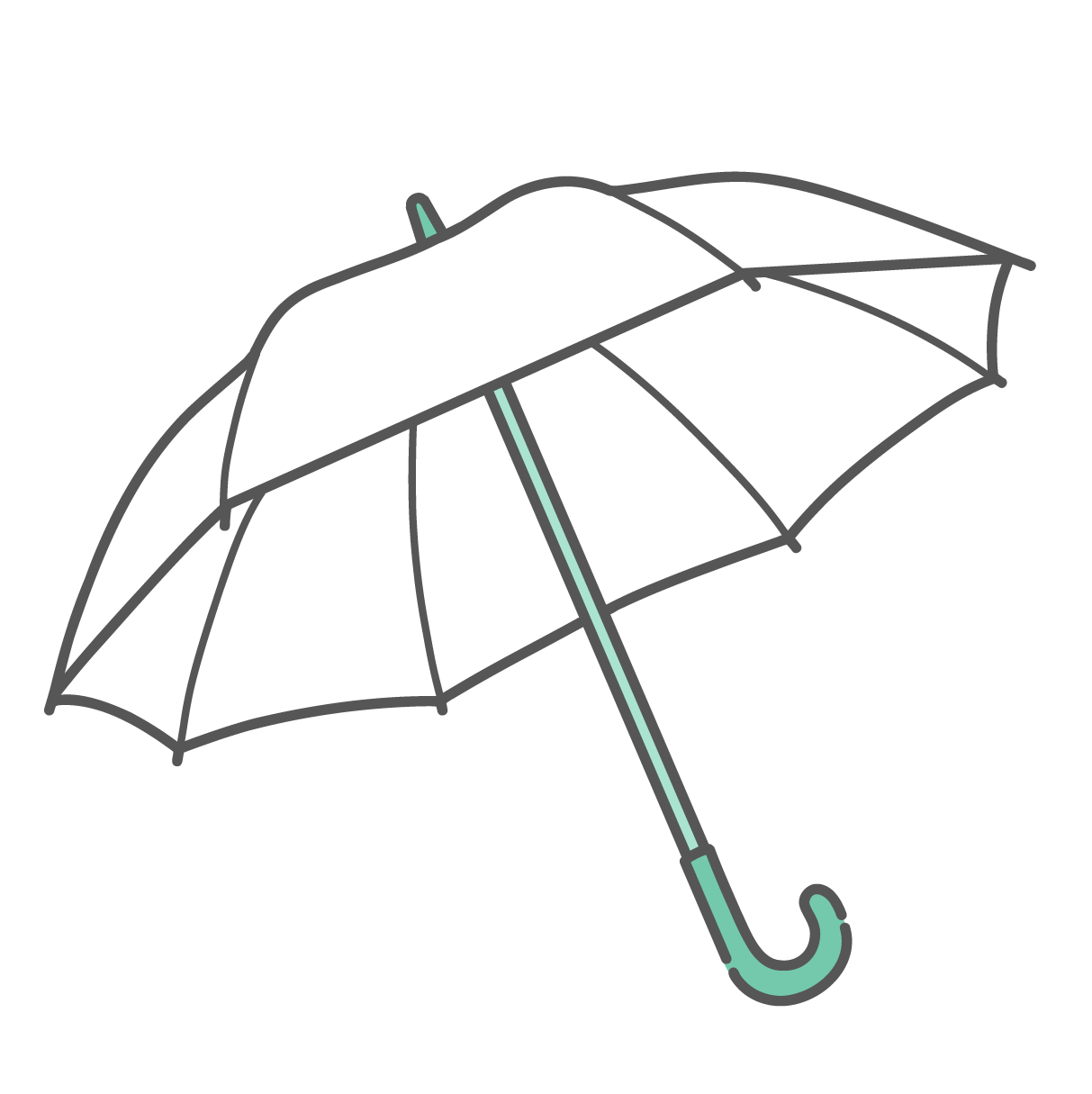 開いた状態のシンプルな日傘（または雨傘）のイラスト
