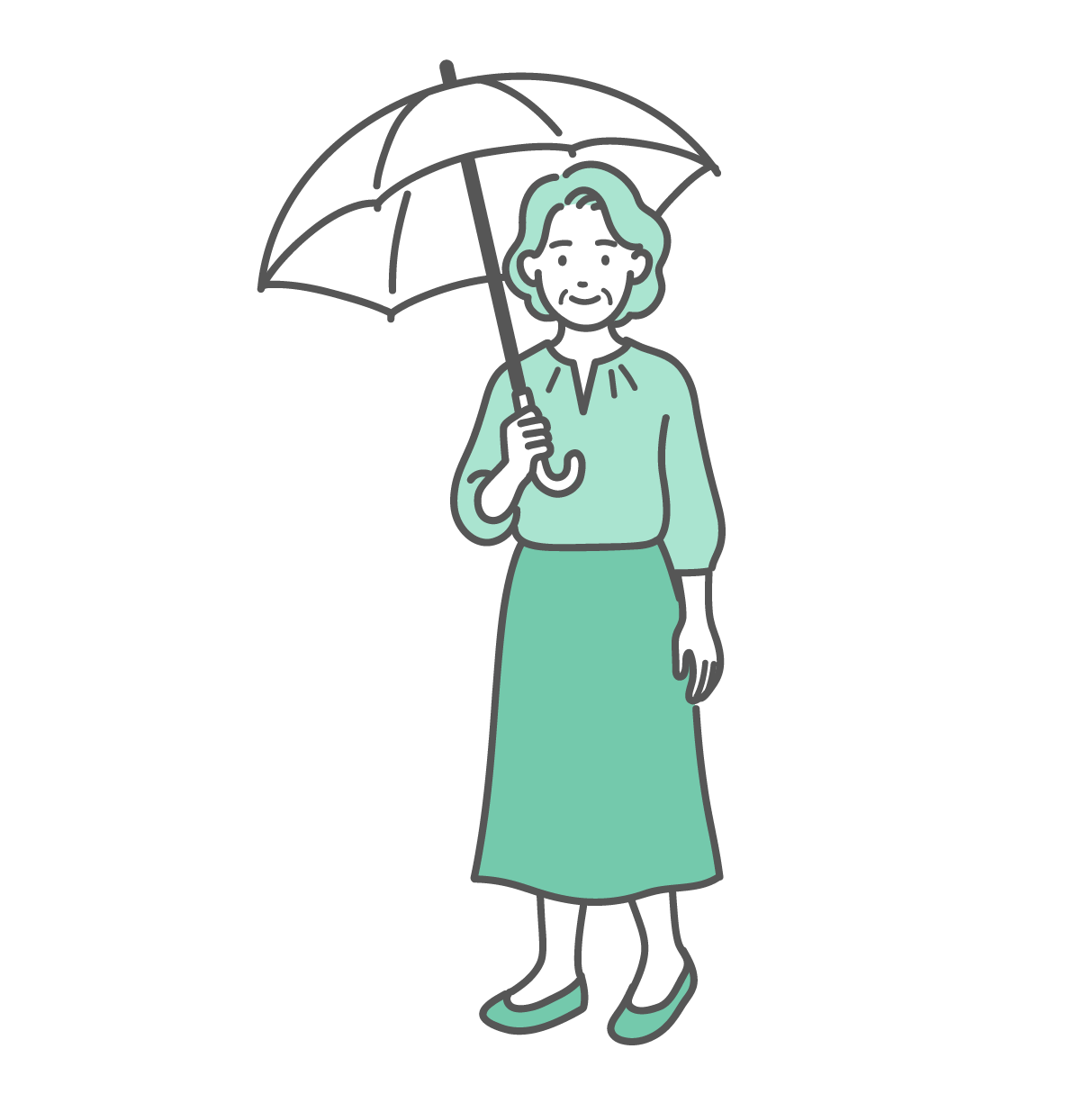 日傘をさして立っている高齢女性