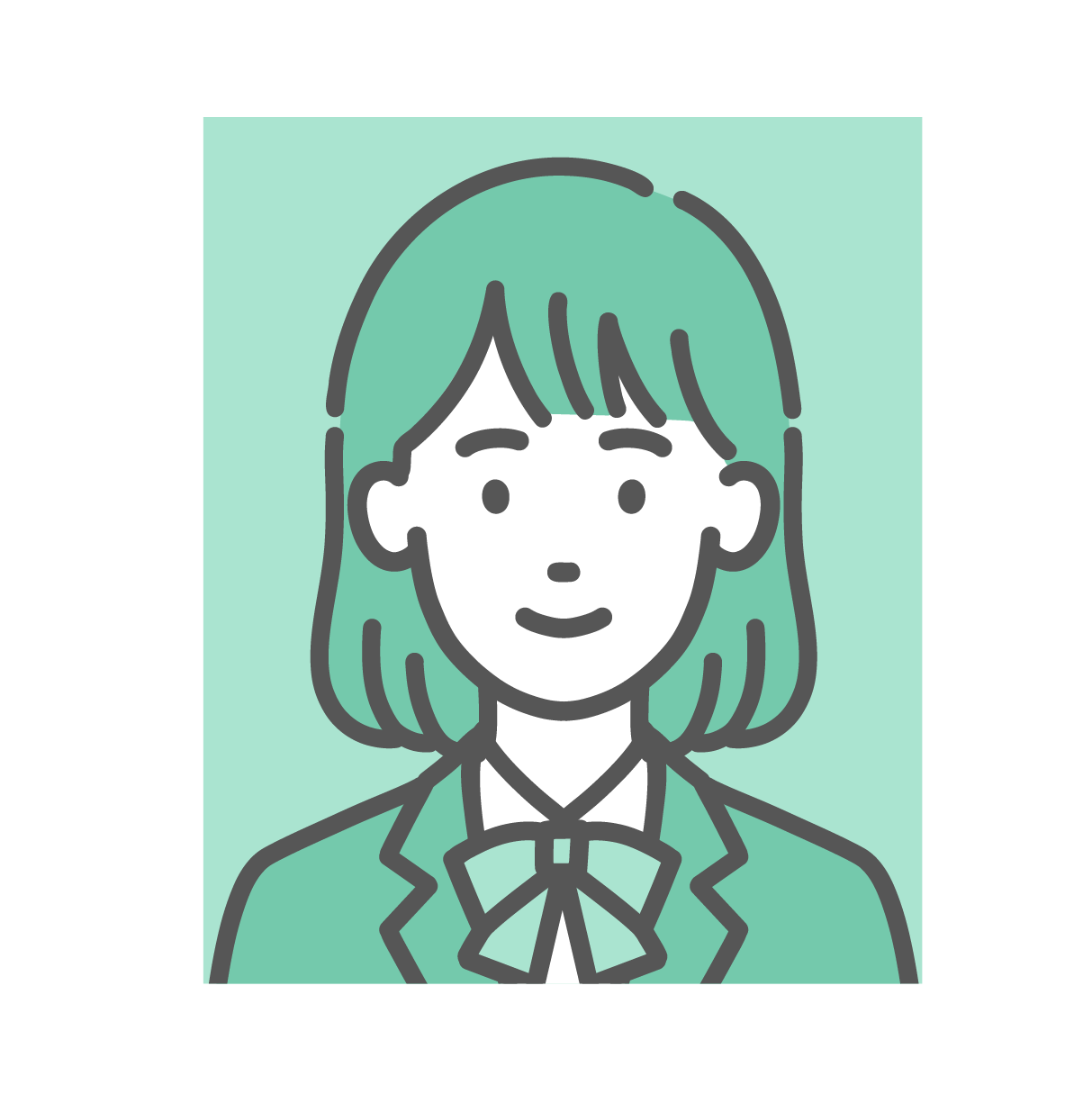 制服（ブレザー、ストライプネクタイ）を着た10代の若い女性（ティーン女性）のIDフォト・証明写真と、日本のマイナンバーカード表面のクリーンなベクターイラスト。