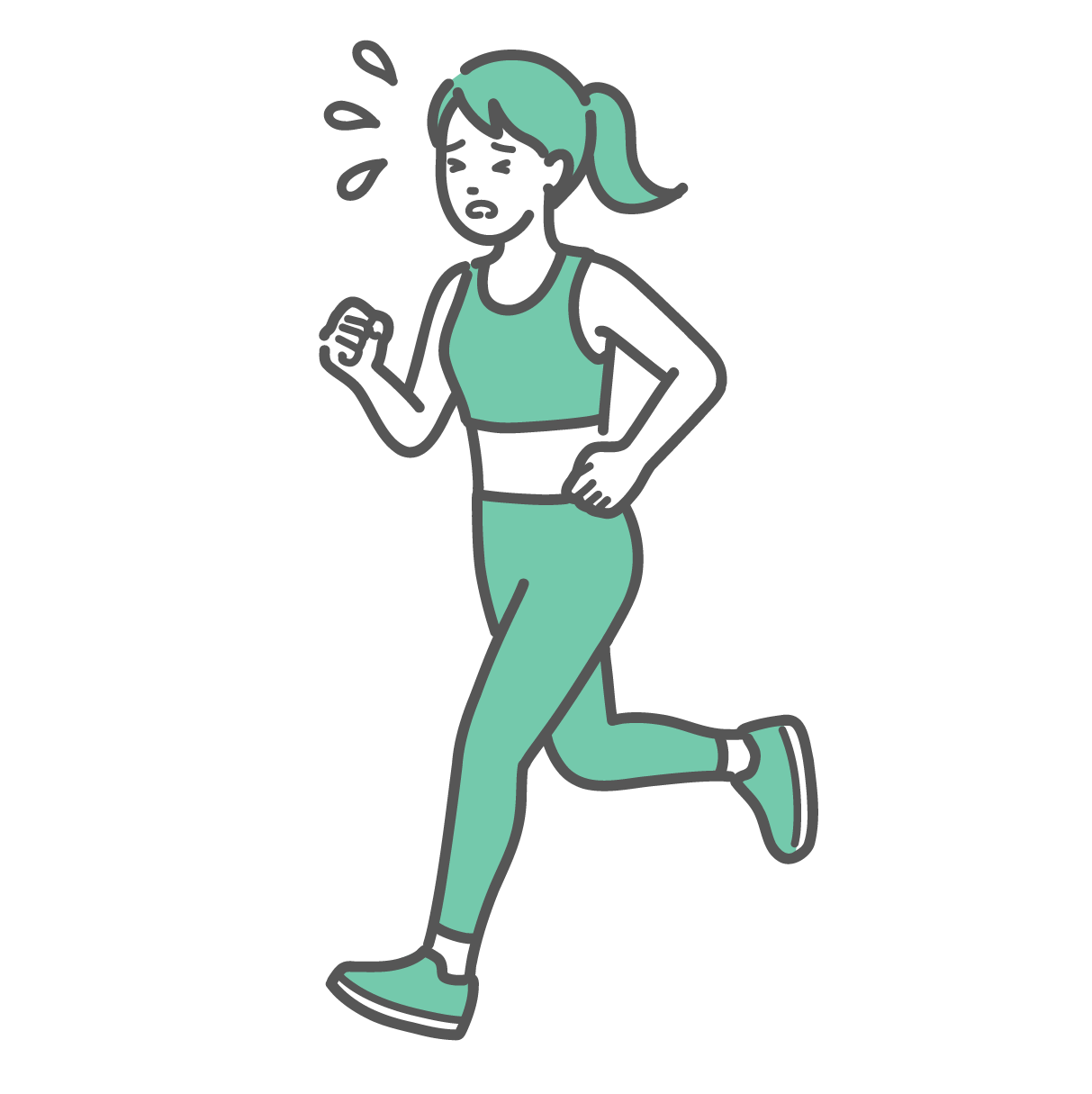 汗をかきながら苦しそうに走っている女性