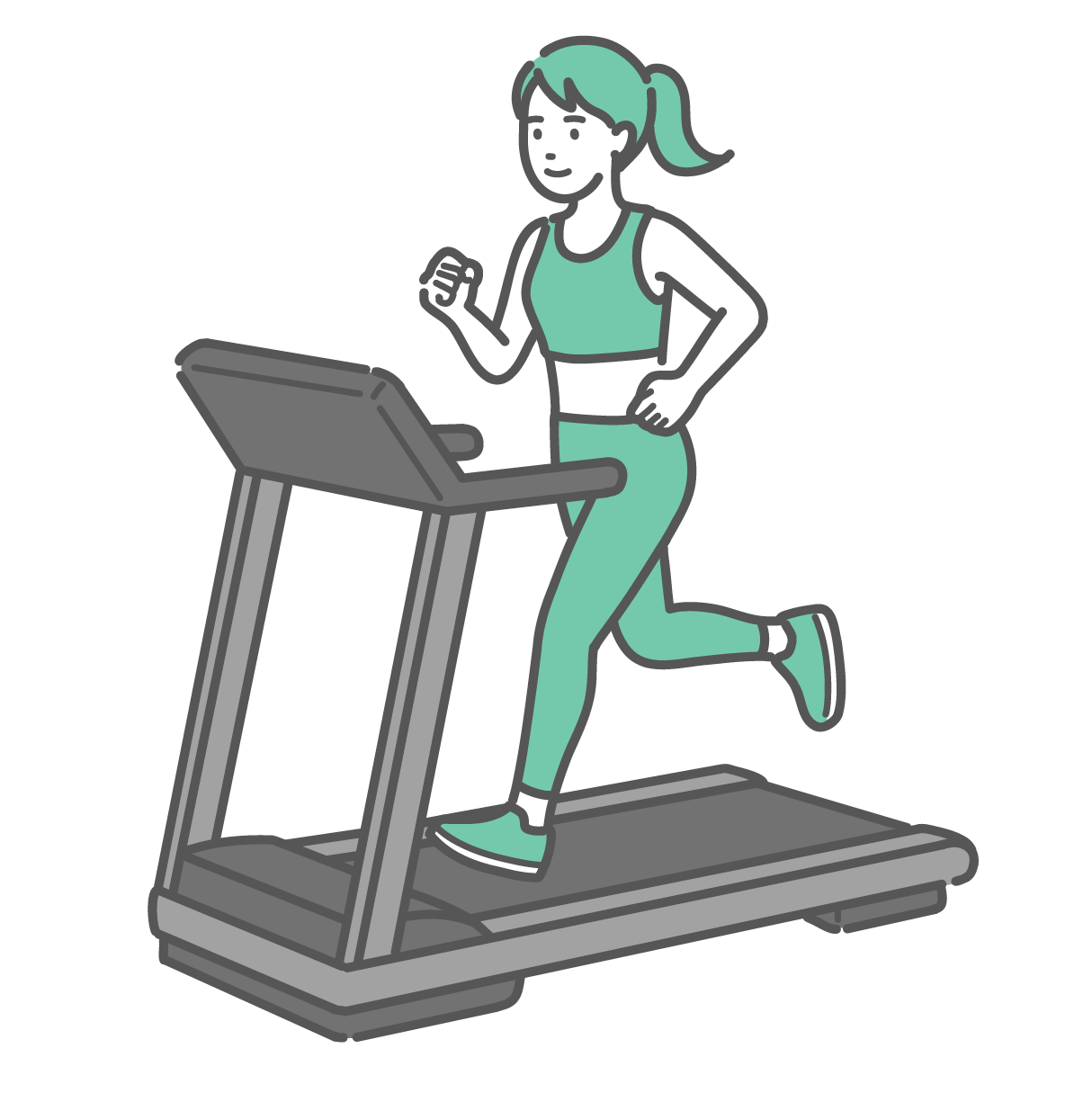 トレッドミルでランニングをしている女性