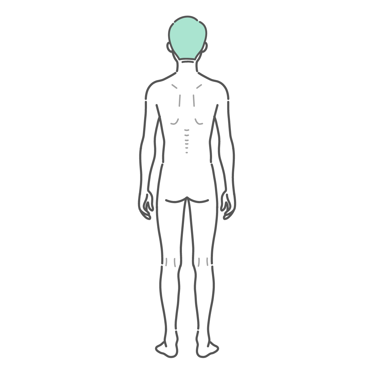 後ろを向いて立つ痩せ型のシニア男性の全身イラスト